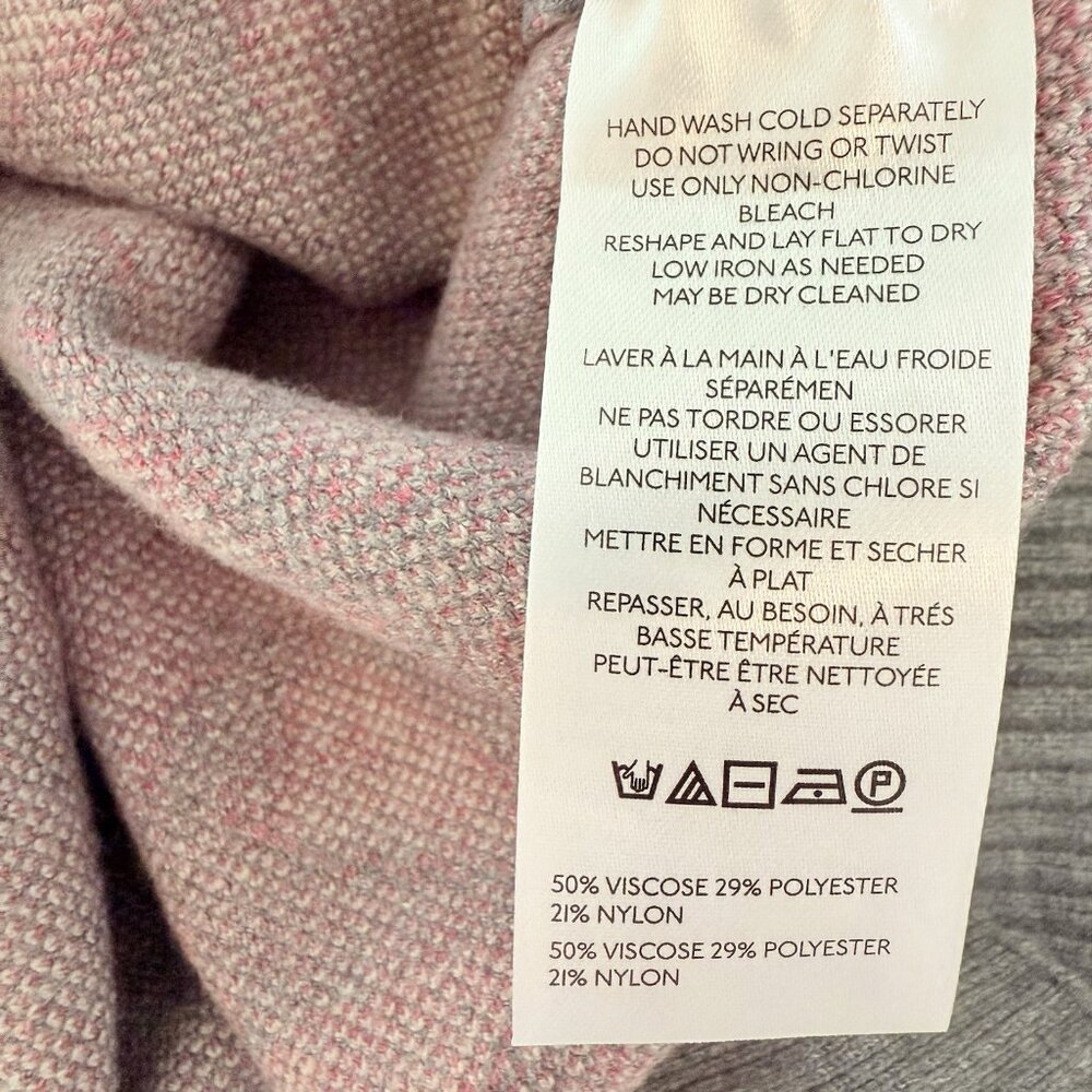 Anthropologie Montana Mock Neck Sweater Maeve Half Zip Up Grey Pink Womens XS - Picture 9 of 11